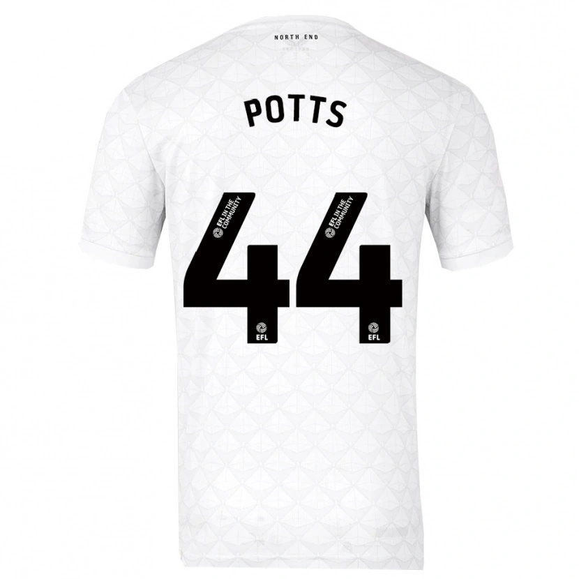 Danxen Hombre Camiseta Brad Potts #44 Blanco Rojo 1ª Equipación 2025/26 La Camisa México
