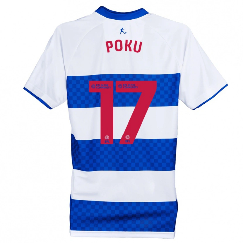 Danxen Hombre Camiseta Kwame Poku #17 Azul Blanco 1ª Equipación 2025/26 La Camisa México