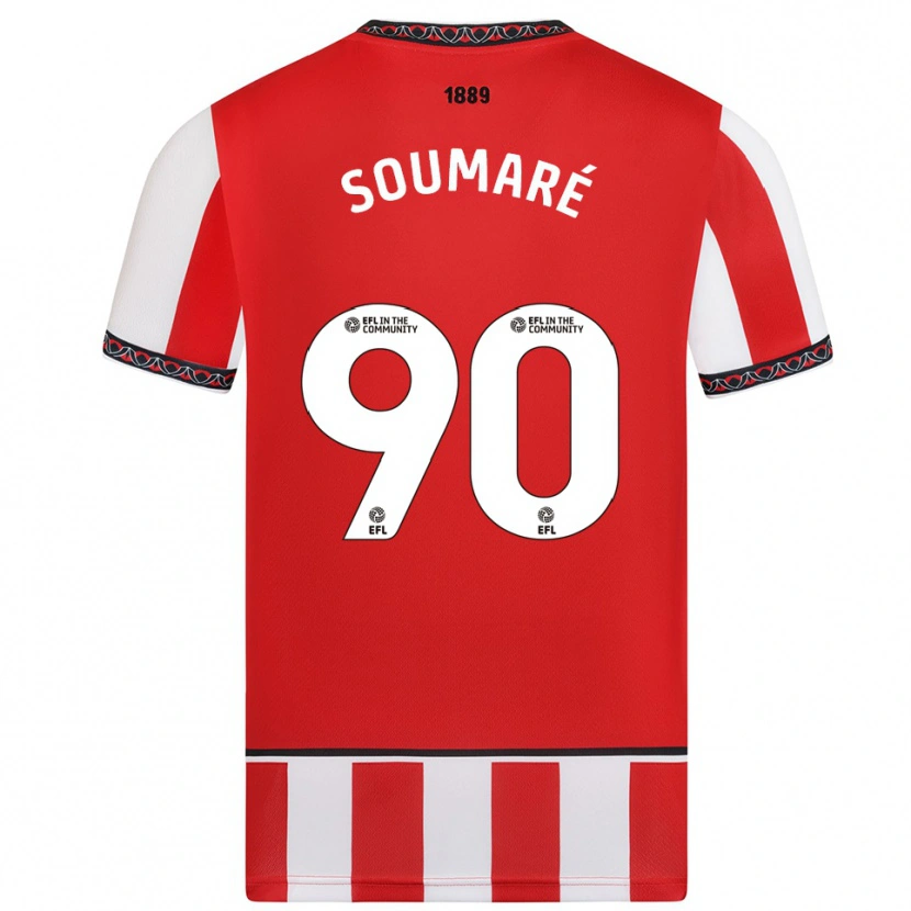 Danxen Hombre Camiseta Djibril Soumaré #90 Rojo Blanco 1ª Equipación 2025/26 La Camisa México