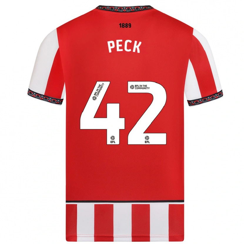 Danxen Hombre Camiseta Sydie Peck #42 Rojo Blanco 1ª Equipación 2025/26 La Camisa México