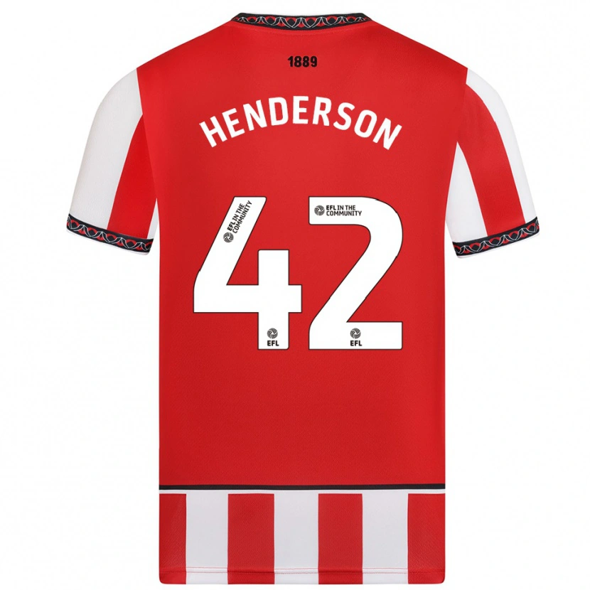 Danxen Hombre Camiseta Peyton Henderson #42 Rojo Blanco 1ª Equipación 2025/26 La Camisa México
