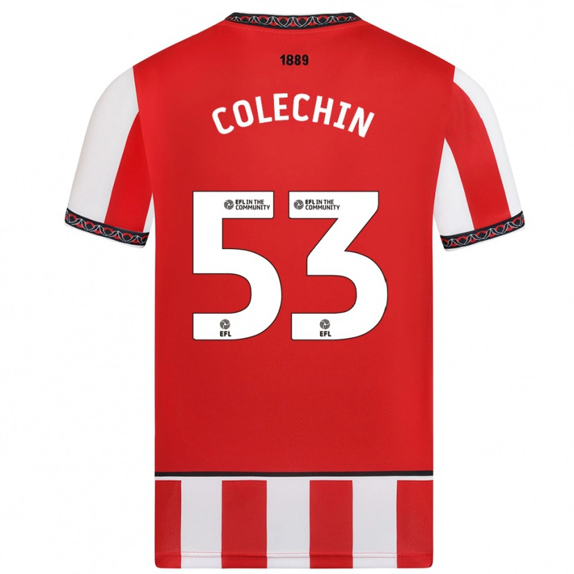 Danxen Hombre Camiseta Sam Colechin #53 Rojo Blanco 1ª Equipación 2025/26 La Camisa México