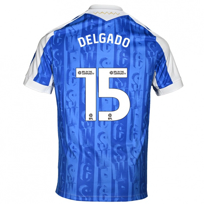 Danxen Hombre Camiseta Juan Delgado #15 Azul Blanco 1ª Equipación 2025/26 La Camisa México