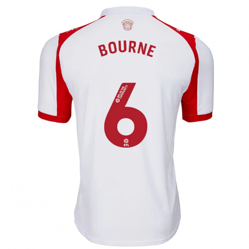 Danxen Hombre Camiseta Tara Bourne #6 Blanco Rojo 1ª Equipación 2025/26 La Camisa México