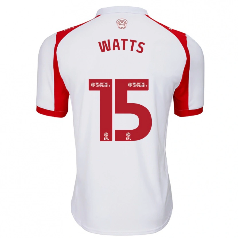 Danxen Hombre Camiseta Harry Watts #15 Blanco Rojo 1ª Equipación 2025/26 La Camisa México