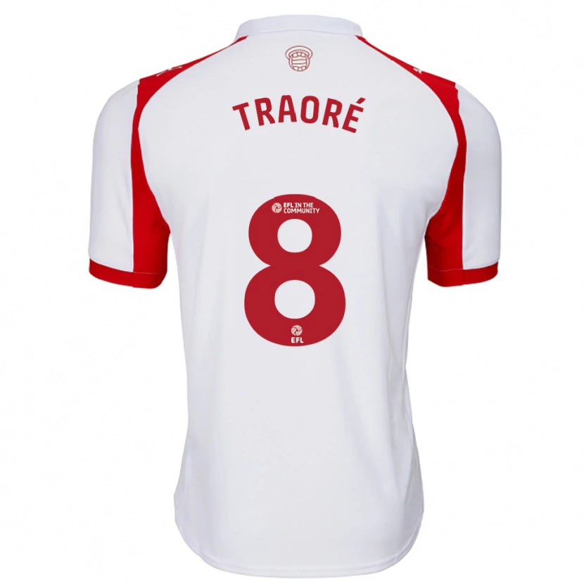 Danxen Hombre Camiseta Daouda Traoré #8 Blanco Rojo 1ª Equipación 2025/26 La Camisa México