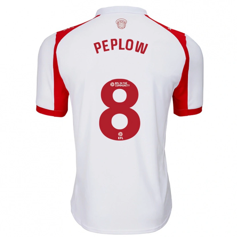 Danxen Hombre Camiseta Chloe Peplow #8 Blanco Rojo 1ª Equipación 2025/26 La Camisa México