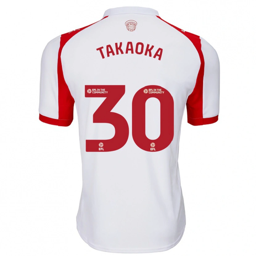 Danxen Hombre Camiseta Rento Takaoka #30 Blanco Rojo 1ª Equipación 2025/26 La Camisa México