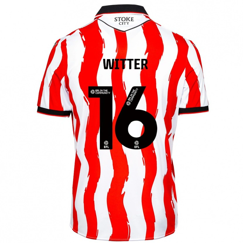 Danxen Hombre Camiseta Deandre Witter #16 Blanco Rojo 1ª Equipación 2025/26 La Camisa México