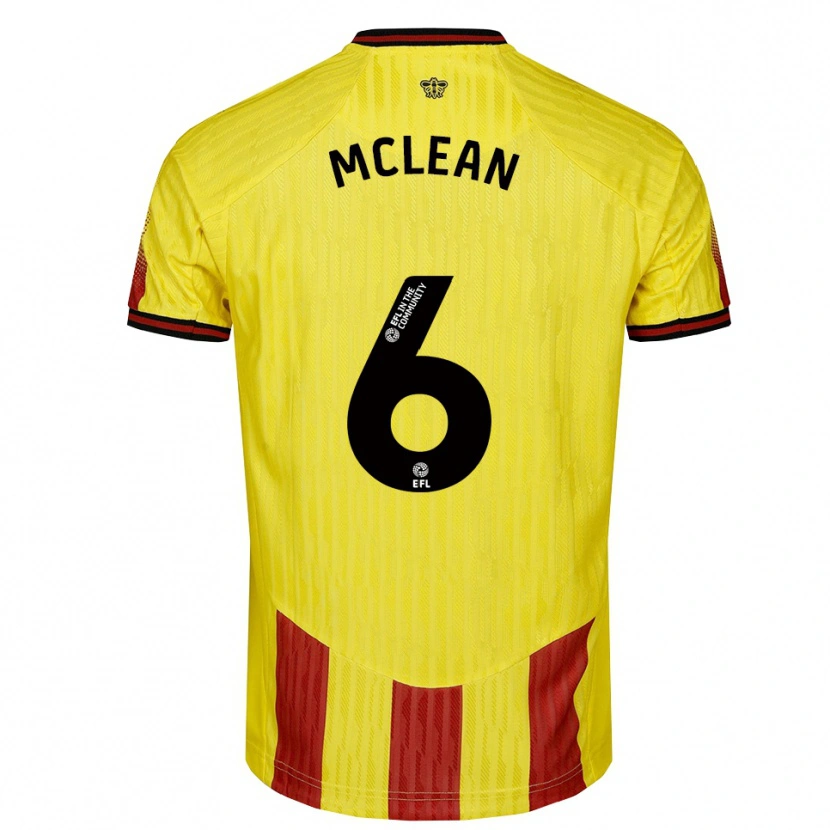 Danxen Hombre Camiseta Sophie Mclean #6 Amarillo Rojo 1ª Equipación 2025/26 La Camisa México