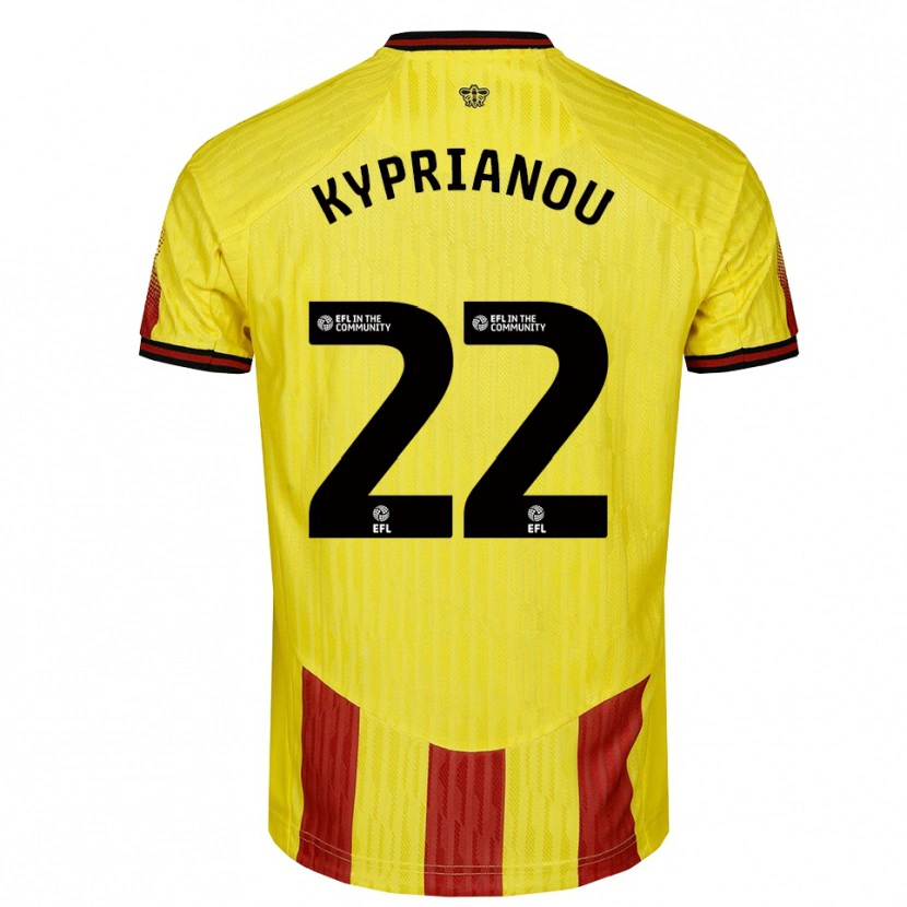 Danxen Hombre Camiseta Hector Kyprianou #22 Amarillo Rojo 1ª Equipación 2025/26 La Camisa México