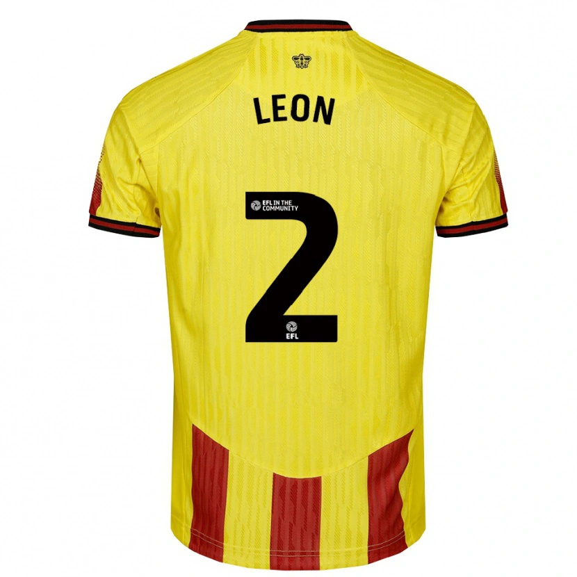 Danxen Hombre Camiseta Lucía León #2 Amarillo Rojo 1ª Equipación 2025/26 La Camisa México