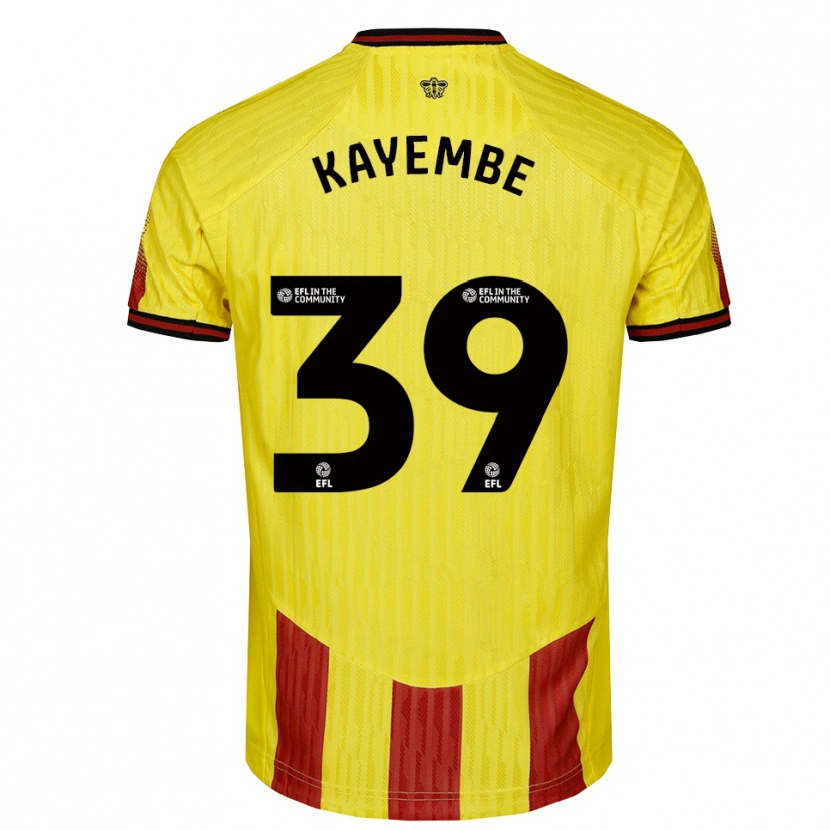 Danxen Hombre Camiseta Edo Kayembe #39 Amarillo Rojo 1ª Equipación 2025/26 La Camisa México