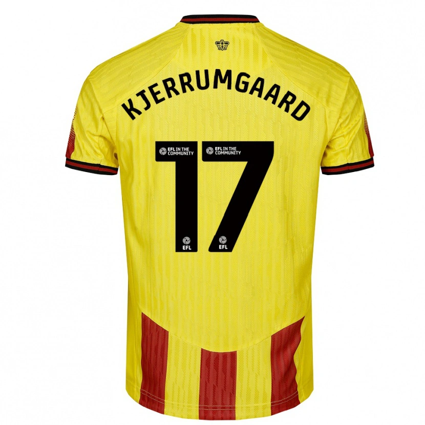 Danxen Hombre Camiseta Luca Kjerrumgaard #17 Amarillo Rojo 1ª Equipación 2025/26 La Camisa México