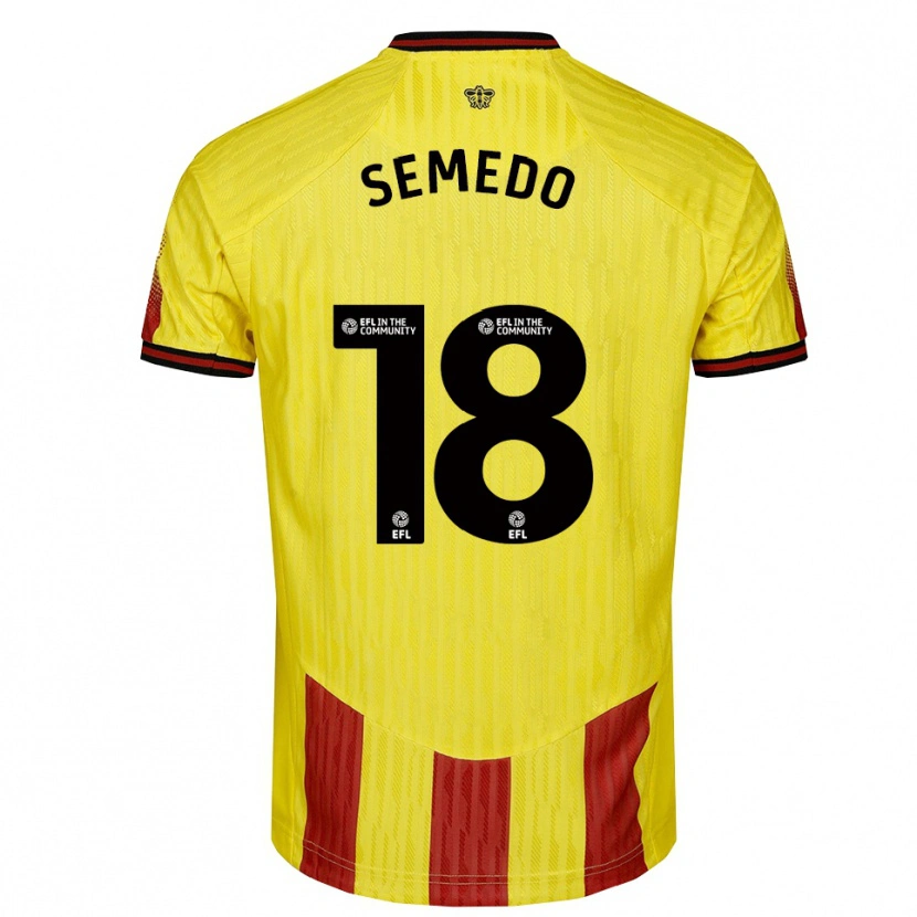 Danxen Hombre Camiseta Vivaldo Semedo #18 Amarillo Rojo 1ª Equipación 2025/26 La Camisa México