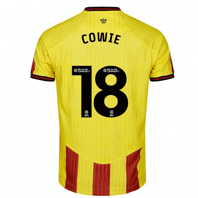 Danxen Hombre Camiseta Tony Cowie #18 Amarillo Rojo 1ª Equipación 2025/26 La Camisa México