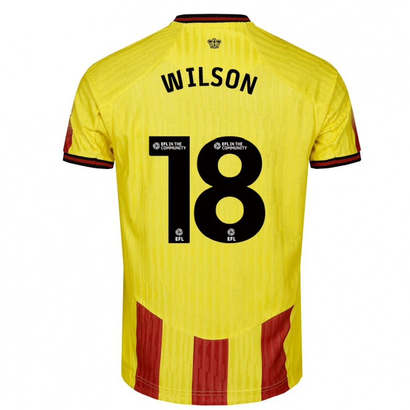 Danxen Hombre Camiseta Poppy Wilson #18 Amarillo Rojo 1ª Equipación 2025/26 La Camisa México