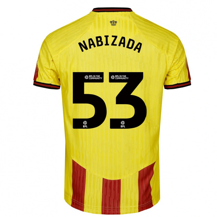 Danxen Hombre Camiseta Amin Nabizada #53 Amarillo Rojo 1ª Equipación 2025/26 La Camisa México