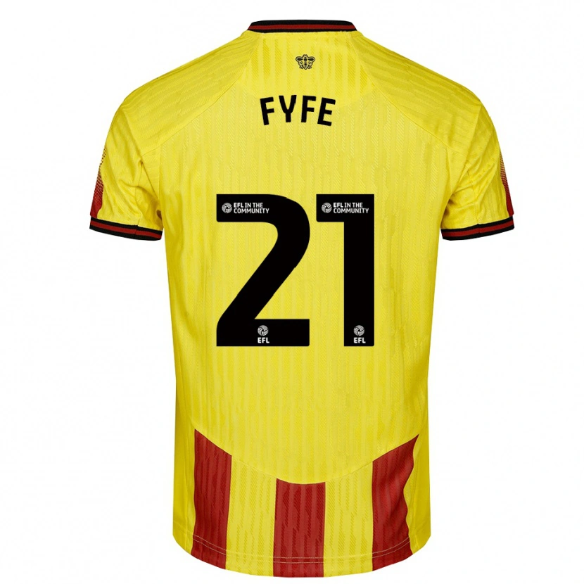 Danxen Hombre Camiseta Flo Fyfe #21 Amarillo Rojo 1ª Equipación 2025/26 La Camisa México