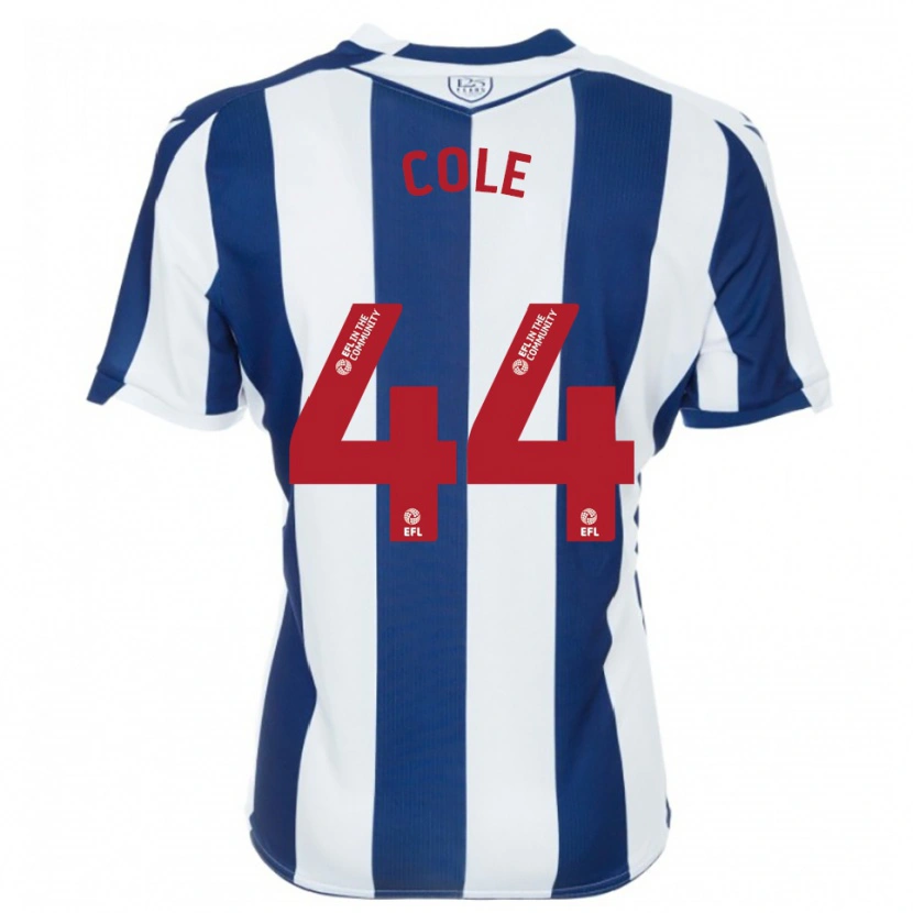 Danxen Hombre Camiseta Devante Cole #44 Azul Marino Blanco 1ª Equipación 2025/26 La Camisa México