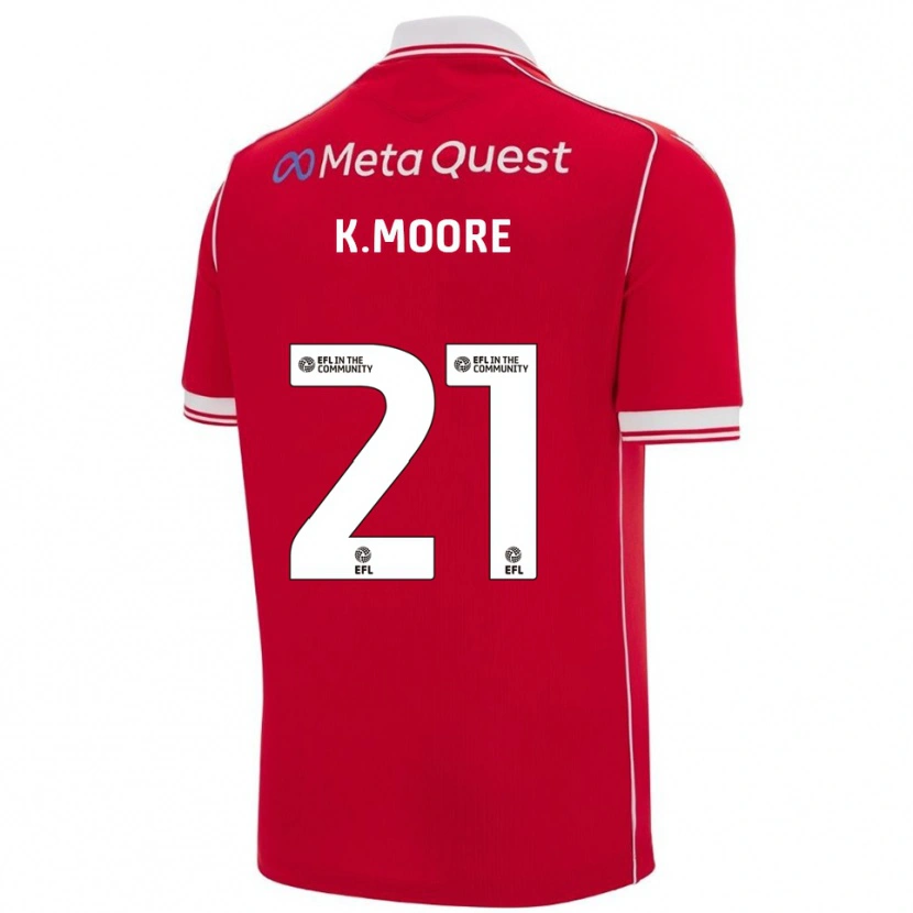 Danxen Hombre Camiseta Kieffer Moore #21 Rojo Blanco 1ª Equipación 2025/26 La Camisa México