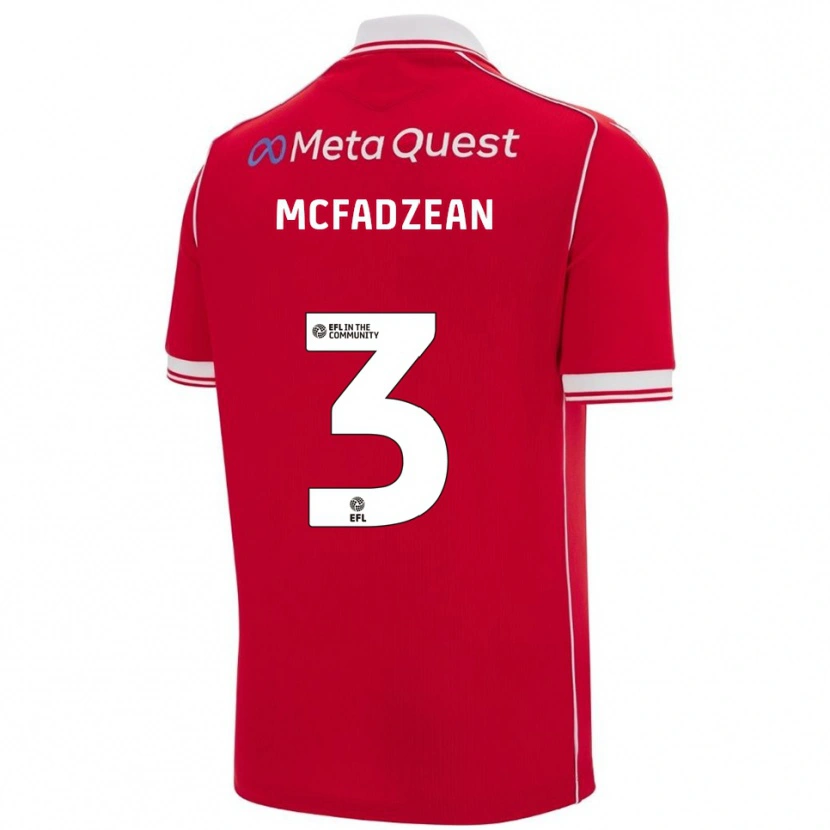 Danxen Hombre Camiseta Callum Mcfadzean #3 Rojo Blanco 1ª Equipación 2025/26 La Camisa México