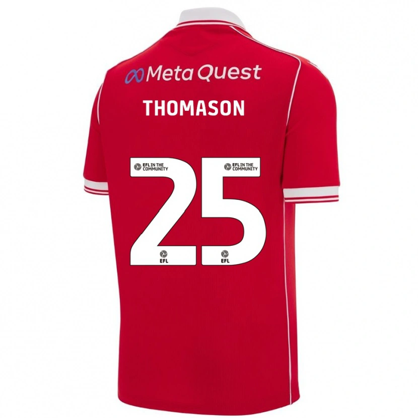 Danxen Hombre Camiseta George Thomason #25 Rojo Blanco 1ª Equipación 2025/26 La Camisa México