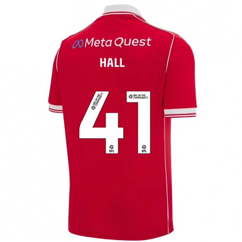 Danxen Hombre Camiseta Liam Hall #41 Rojo Blanco 1ª Equipación 2025/26 La Camisa México