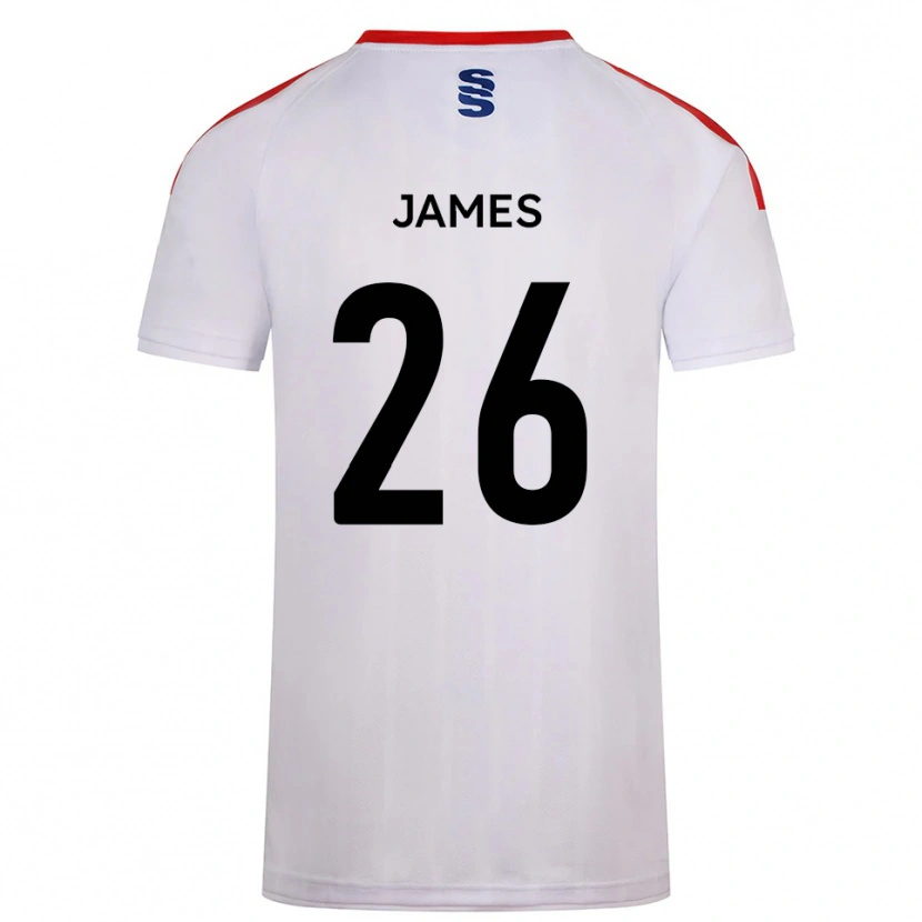 Danxen Hombre Camiseta Nicola James #26 Blanco Azul Marino 1ª Equipación 2025/26 La Camisa México