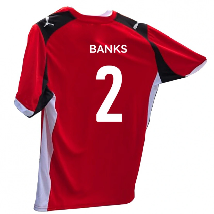 Danxen Hombre Camiseta Lewis Banks #2 Rojo Blanco 1ª Equipación 2025/26 La Camisa México