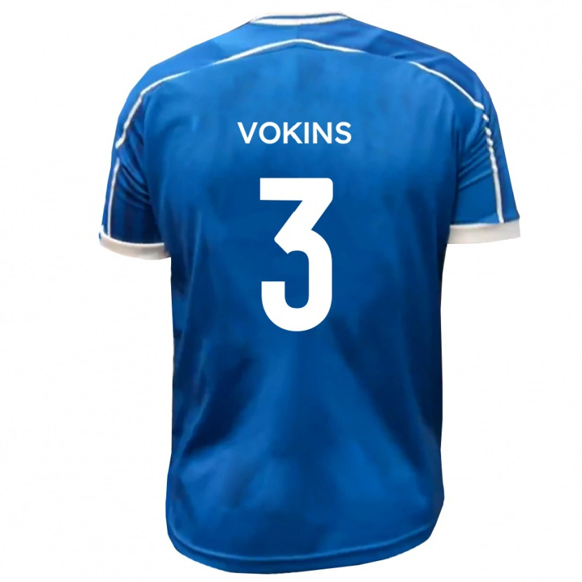 Danxen Hombre Camiseta Jake Vokins #3 Azul Blanco 1ª Equipación 2025/26 La Camisa México