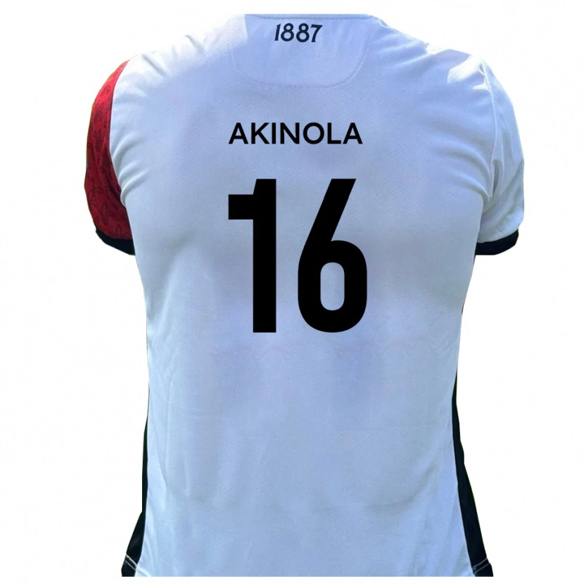 Danxen Hombre Camiseta Tunji Akinola #16 Rojo Blanco 1ª Equipación 2025/26 La Camisa México