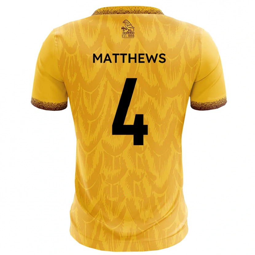 Danxen Hombre Camiseta Anton Matthews #4 Amarillo Marrón 1ª Equipación 2025/26 La Camisa México