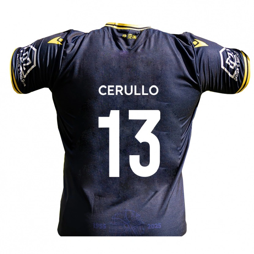 Danxen Hombre Camiseta Luke Cerullo #13 Azul Marino Amarillo 1ª Equipación 2025/26 La Camisa México