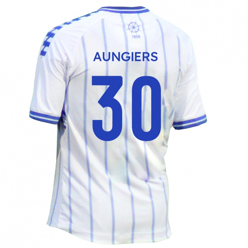 Danxen Hombre Camiseta Joe Aungiers #30 Blanco Azul 1ª Equipación 2025/26 La Camisa México