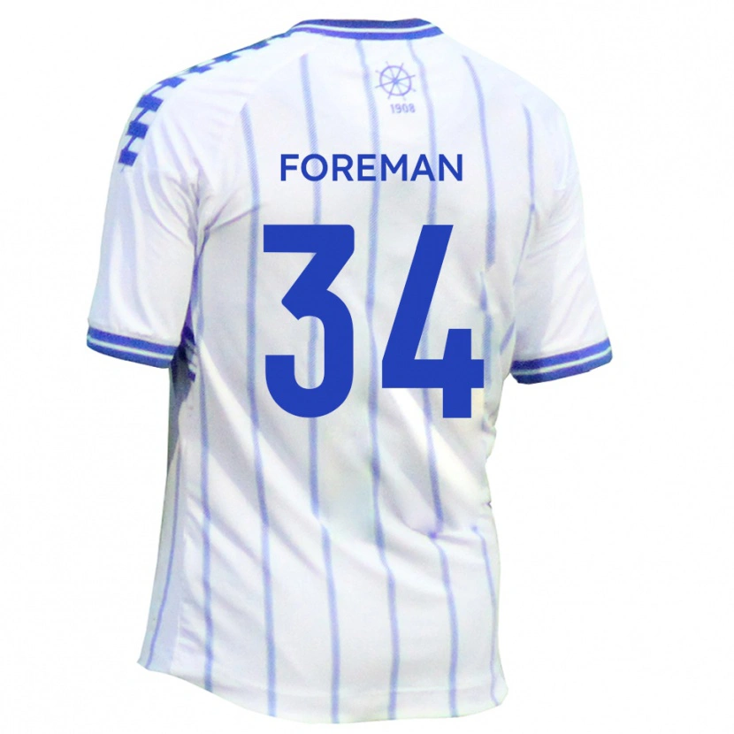 Danxen Hombre Camiseta Kian Foreman #34 Blanco Azul 1ª Equipación 2025/26 La Camisa México