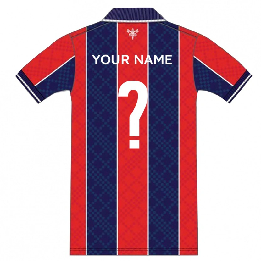 Danxen Hombre Camiseta Su Nombre #0 Rojo Azul Marino 1ª Equipación 2025/26 La Camisa México