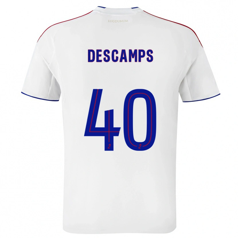 Danxen Hombre Camiseta Rémy Descamps #40 Blanco Rojo 1ª Equipación 2025/26 La Camisa México