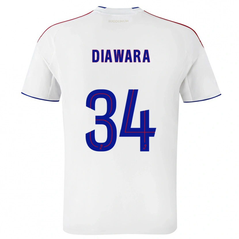 Danxen Hombre Camiseta Mahamadou Diawara #34 Blanco Rojo 1ª Equipación 2025/26 La Camisa México