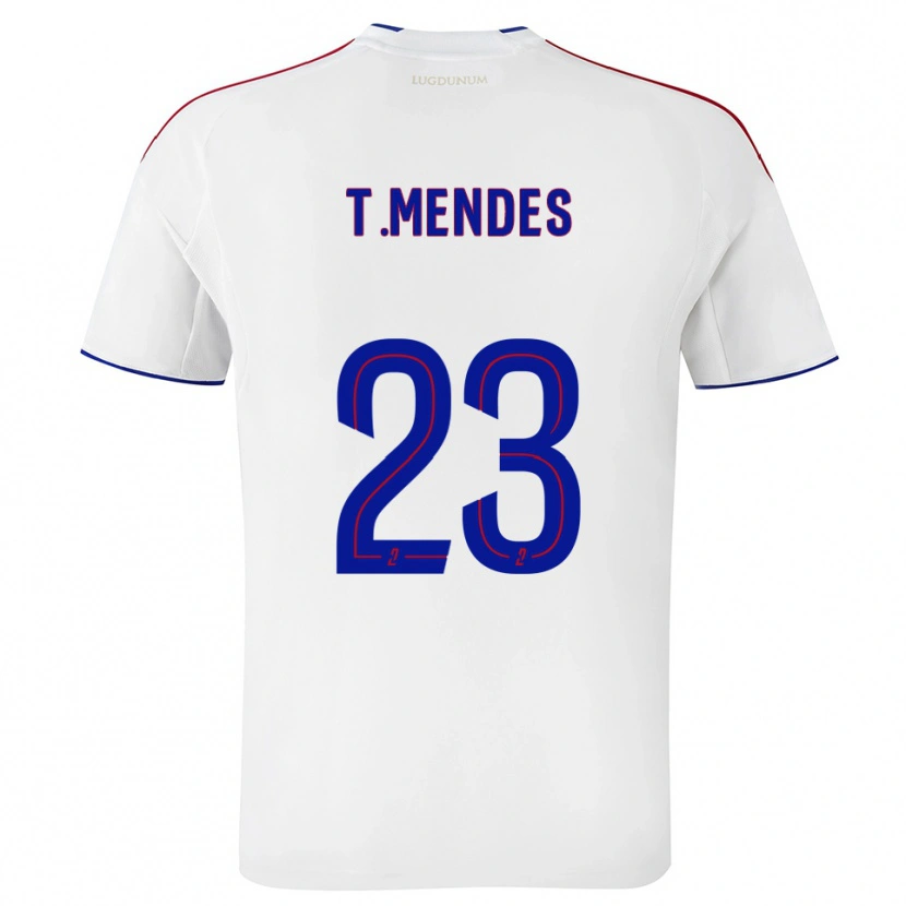 Danxen Hombre Camiseta Thiago Mendes #23 Blanco Rojo 1ª Equipación 2025/26 La Camisa México