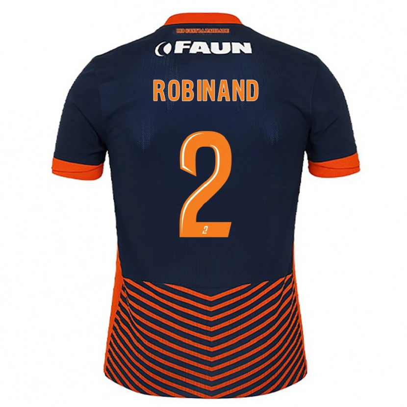 Danxen Hombre Camiseta Mathis Robinand #2 Azul Medianoche Naranja 1ª Equipación 2025/26 La Camisa México