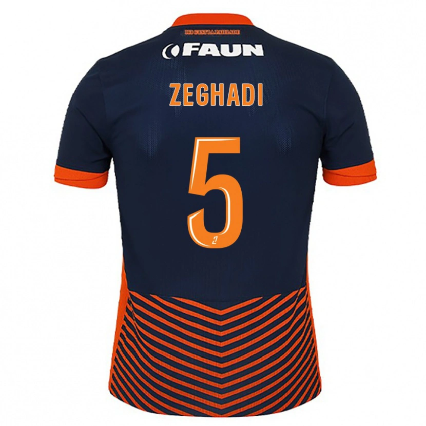 Danxen Hombre Camiseta Mohamed Zeghadi #5 Azul Medianoche Naranja 1ª Equipación 2025/26 La Camisa México