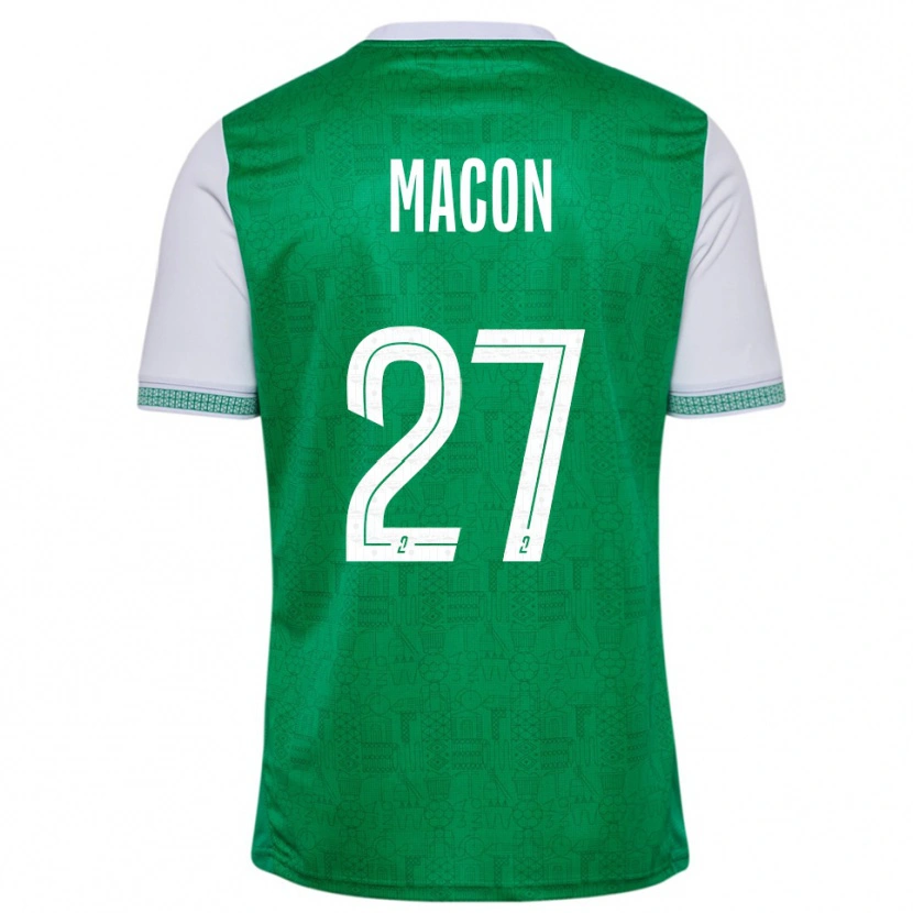 Danxen Hombre Camiseta Yvann Maçon #27 Verde Blanco 1ª Equipación 2025/26 La Camisa México