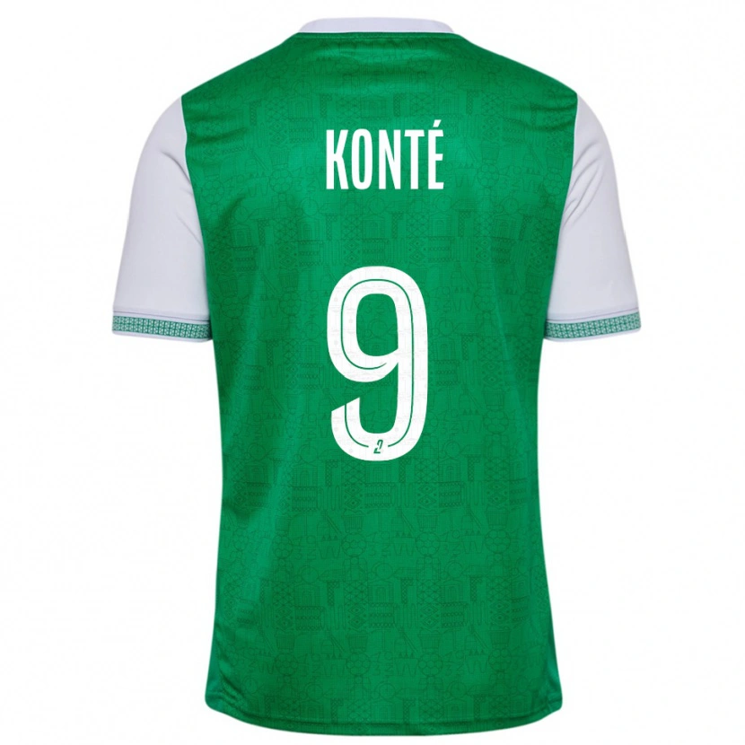 Danxen Hombre Camiseta Mamadou Konté #9 Verde Blanco 1ª Equipación 2025/26 La Camisa México