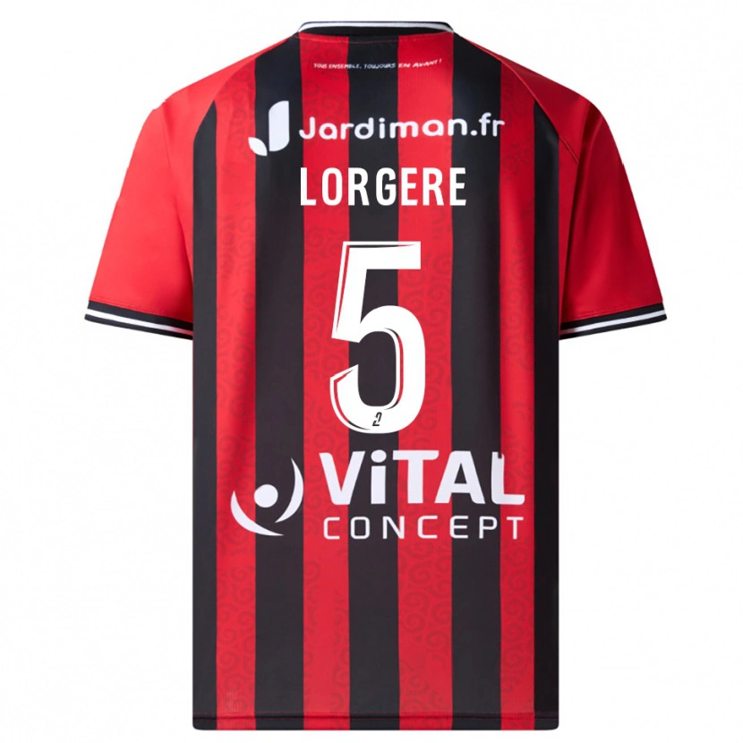 Danxen Hombre Camiseta Charlotte Lorgere #5 Rojo Negro 1ª Equipación 2025/26 La Camisa México
