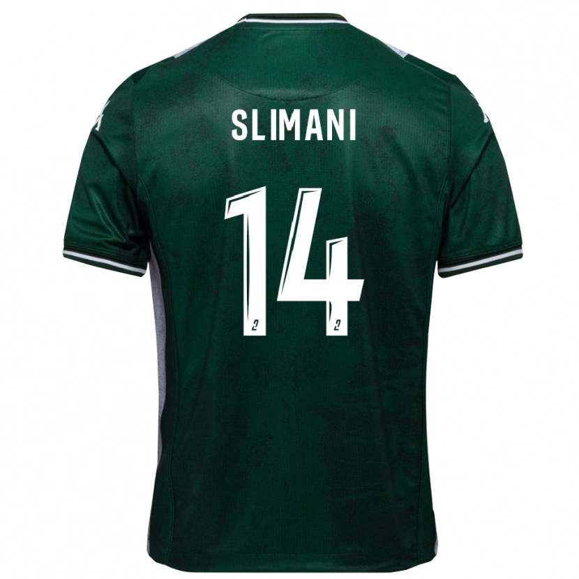 Danxen Hombre Camiseta Rayan Slimani #14 Verde Blanco 1ª Equipación 2025/26 La Camisa México