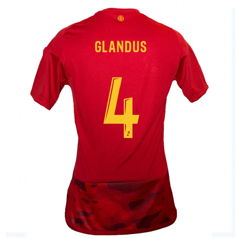 Danxen Hombre Camiseta Vincent Glandus #4 Rojo Amarillo 1ª Equipación 2025/26 La Camisa México