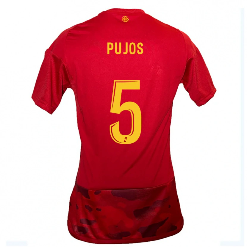 Danxen Hombre Camiseta Julien Pujos #5 Rojo Amarillo 1ª Equipación 2025/26 La Camisa México