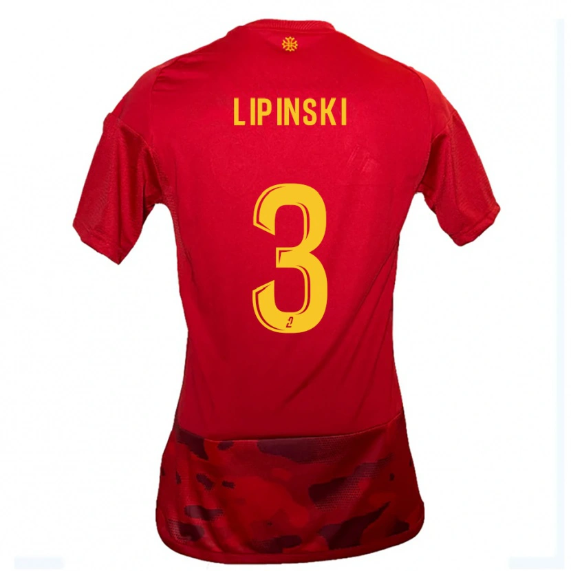 Danxen Hombre Camiseta Raphaël Lipinski #3 Rojo Amarillo 1ª Equipación 2025/26 La Camisa México