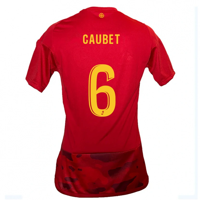 Danxen Hombre Camiseta Antoine Caubet #6 Rojo Amarillo 1ª Equipación 2025/26 La Camisa México